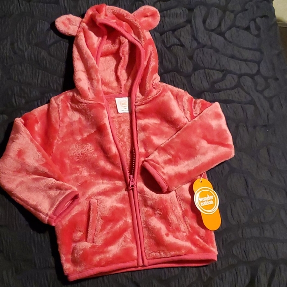 wonder nation Other - 🎉Host Pick🎉 Girls Pink Furry Fleece Bear Hoodie With Pockets